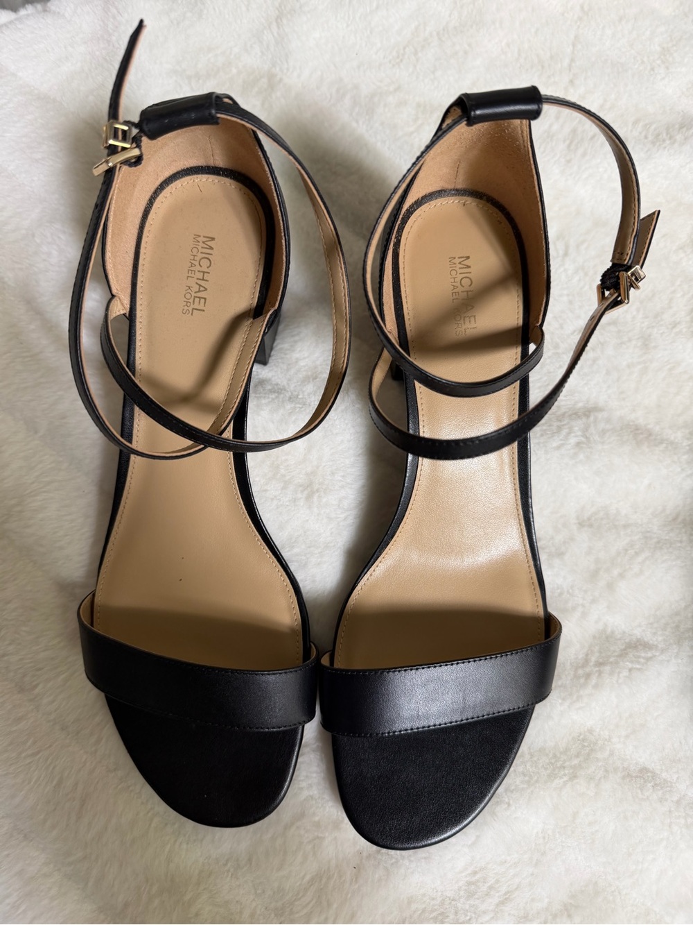 Michael Kors Black Leather Ankle-Strap Sandals